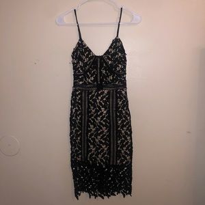 Lace Split Cami Fitted Dress